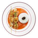 brochettes coquilles saint jacques restaurant antillais Lausanne aux reflets des isles antillais